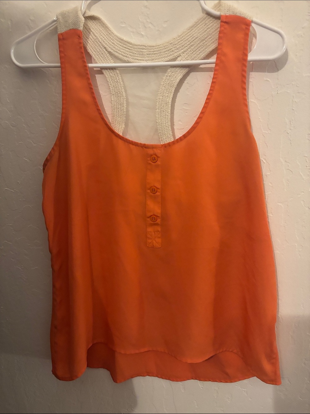 Bar III Orange Button-Front Racerback Camisole with Cream Knit Back